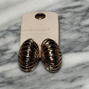 Anthropologie Gold Linked Shelled Earrings New